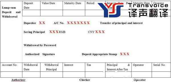交通银行存单翻译模板(图1)