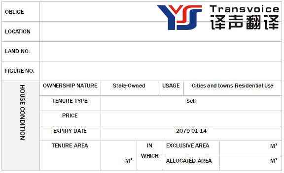 天津市房地产权证翻译模板(图2)