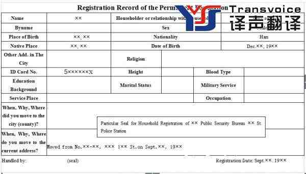 常住人口登记卡翻译_常住人口登记卡